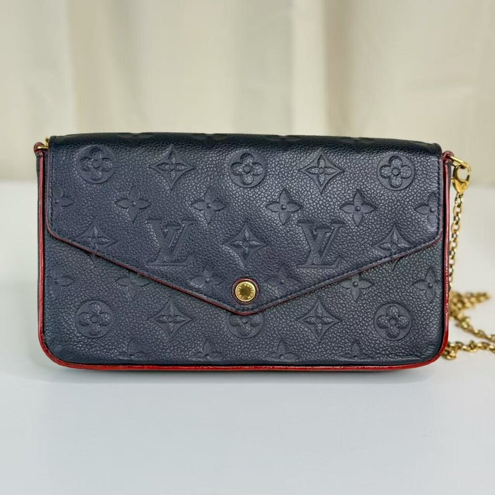 Louis Vuitton Blue Empreinte Felicie Shoulder Bag Crossbody with Gold Chain - Picture 3 of 10